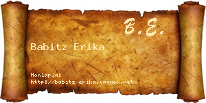 Babitz Erika névjegykártya